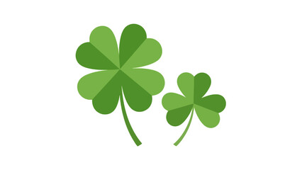 A close-up illustration of a four-leaf clover and a three-leaf clover on a white background.