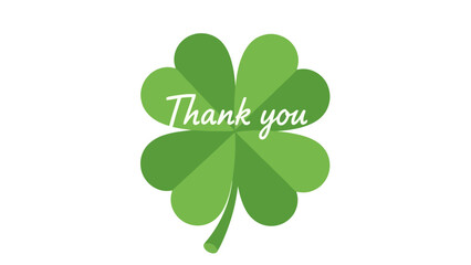 A green four-leaf clover with the words "Thank you" written in white.
