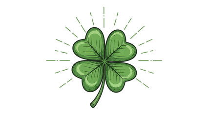 A detailed illustration of a four-leaf clover with radiating lines, a symbol of luck.