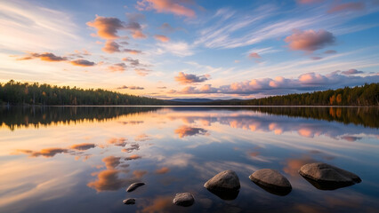 sunset over the river