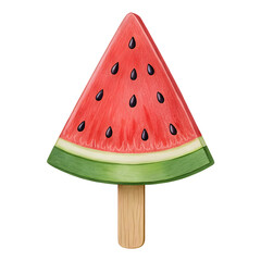 Watercolor Watermelon slice popsicle illustration isolated on a transparent background
