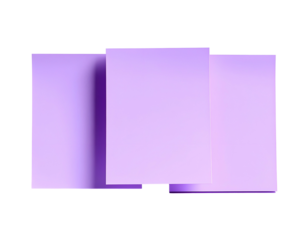 Three flat, overlapping pastel purple squares on black