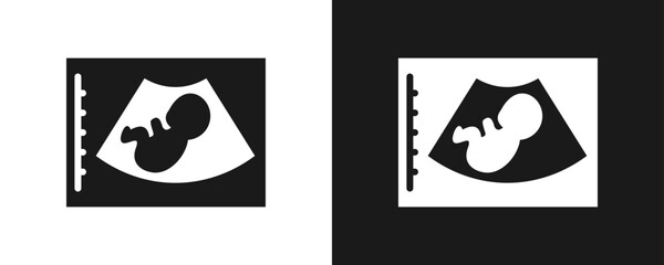 Ultrasound Icon Set Glyph In White And Black Background