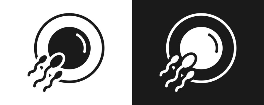 Fertilization Icon Set Glyph In White And Black Background