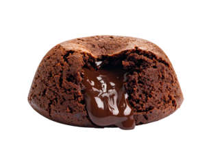 Warm chocolate cake with molten center oozing out