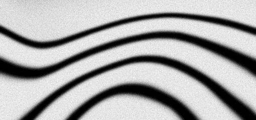 Monochrome grain texture background, abstract noisy curved stripes, grunge black white banner poster header backdrop design