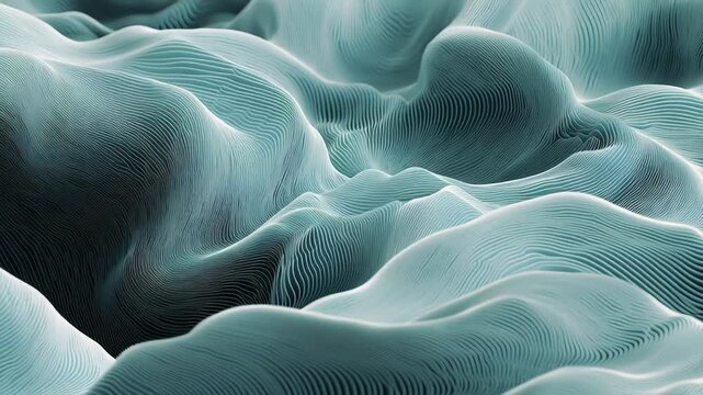 A close-up of a wave with a lot of detail, featuring a blue. Soft geometric waves symbolizing ai inner balance mapping smooth flow pastel tone minimal calm look ai driven mental health tools