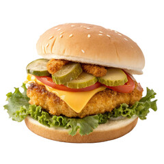 chicken burger ,isolated on transparent background png
