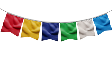 Colorful Bunting Flags Garland on Transparent Background