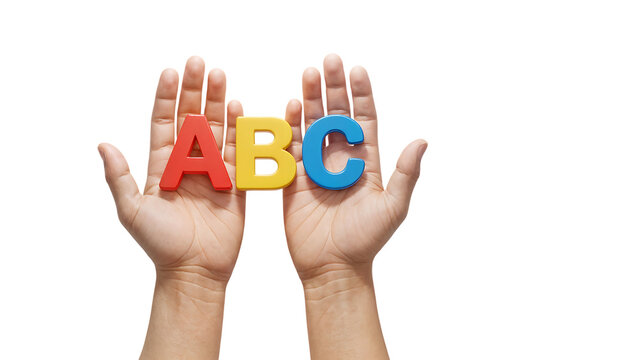 Hands Holding Colorful ABC Letters for Early Learning