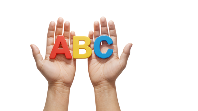 Hands Holding Colorful ABC Letters for Early Learning - Powered by Adobe