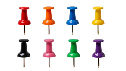 Colorful Pushpins Collection on Transparent Background