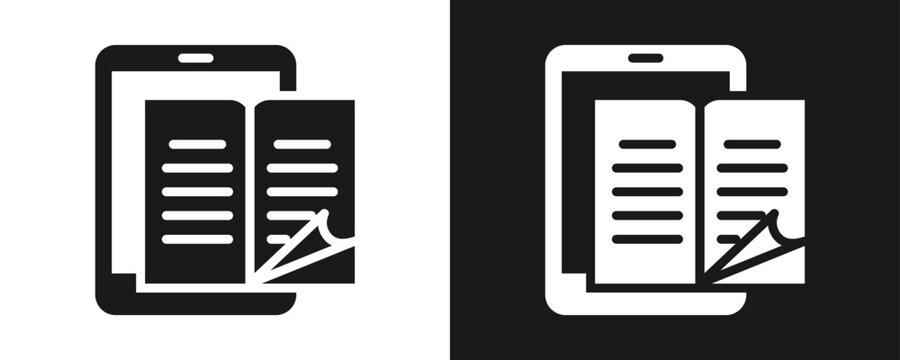 Ebook Icon Set Glyph In White And Black Background