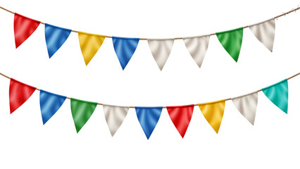 Colorful Party Bunting Flags on Transparent Background