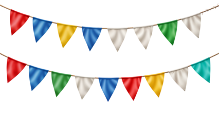 Colorful Party Bunting Flags on Transparent Background