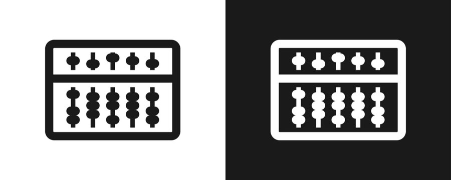 Abacus Icon Set Glyph In White And Black Background