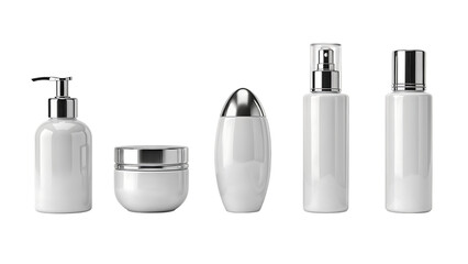 Realistic White Skincare Product Packaging Mockup Set