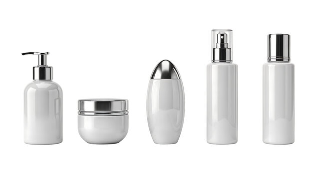 Realistic White Skincare Product Packaging Mockup Set