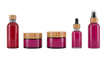 Elegant Pink Cosmetic Packaging with Natural Wood Accents
