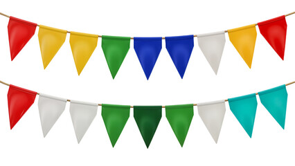 Colorful Party Pennant Banners on Transparent Background