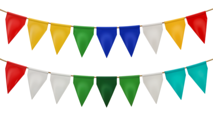 Colorful Party Pennant Banners on Transparent Background
