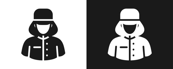 Bell Boy Icon Set Glyph In White And Black Background