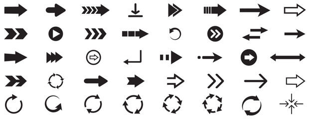 Arrow icon. Arrow vector collection. Arrow. Cursor. Modern simple arrows.Collection different arrows sign. Modern simple arrows. Black arrow pointing to the right. Vector illustration.