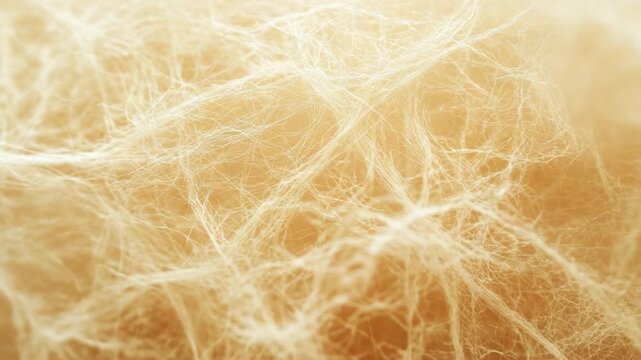 Closeup of Intricate Fiber Texture with Soft Golden Hue and Delicate Macroscopic Details