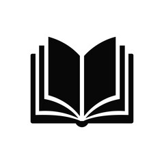 Open Book Icon Black Silhouette, Simple Education, Reading and Knowledge Symbol Isolated on White