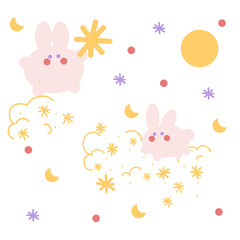 Cute Bunny and Stars Pattern