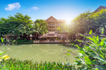 Dai-style architecture in Xishuangbanna, Yunnan, China.