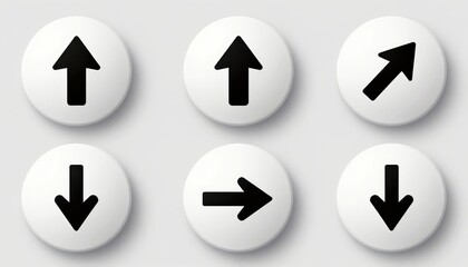Set of Simple Black and White Directional Arrows Representing Navigation and Interaction