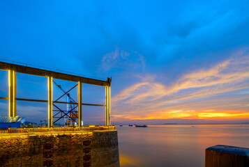 The steel structure and bridge crane of the dock are located by the Dongting Lake in Yueyang, China.