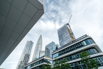 Low angle shot of skyscrapers, Shenzhen, China