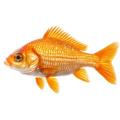 Vibrant Goldfish Swimming on White Background
