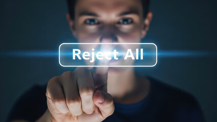 User clicking reject all button on virtual screen for data privacy