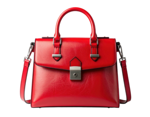 Sleek red handbag w/ top handle & shoulder strap