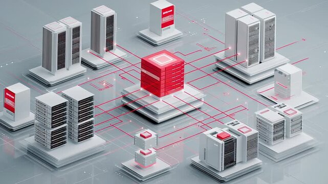 Secure enterprise data ecosystem, modular protected data compartments within a connected system, clean corporate look, confidential data ecosystem