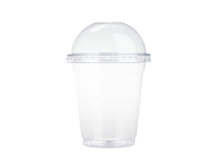 Clear plastic cup with dome lid, smooth finish