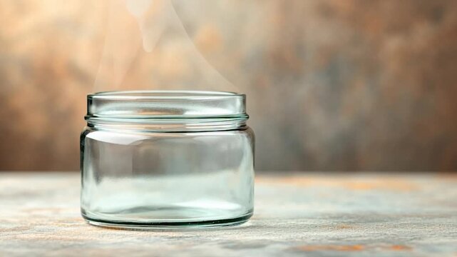 Empty Glass Jar - Lid Removal, Close-Up, Product Presentation, Concept.