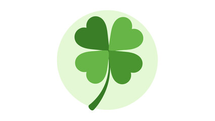 Four-leaf clover on a light green background, symbol of good luck.