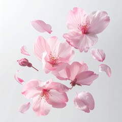 桜の花びらが舞う、ふんわり春のピンク背景
