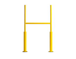 Yellow goalposts on black background, isolated