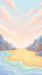 Serene beach cove 2d background artwork nature tranquil environment calm view