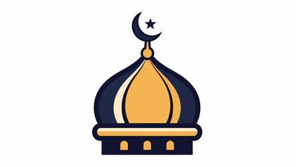 Fototapeta premium Stylized vector illustration of a mosque dome with a crescent moon and star, representing Islamic faith and cultural heritage, perfect for religious holiday greetings and spiritual design projects