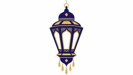 Ornate traditional lantern in elegant blue and gold, featuring intricate details for cultural celebration and decorative illumination design
