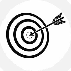 Target with arrow hitting center success symbol goal achievement icon.