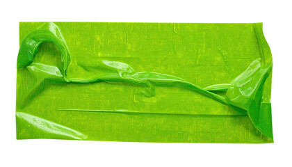 Green tape, crumpled texture, shiny surface