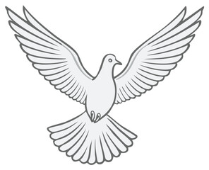 Obraz premium Symbolic White Dove Flying with Open Wings Represents Peace and Hope