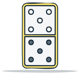 Single Domino Tile with White and Dark Grey Dots and Yellow Outline
